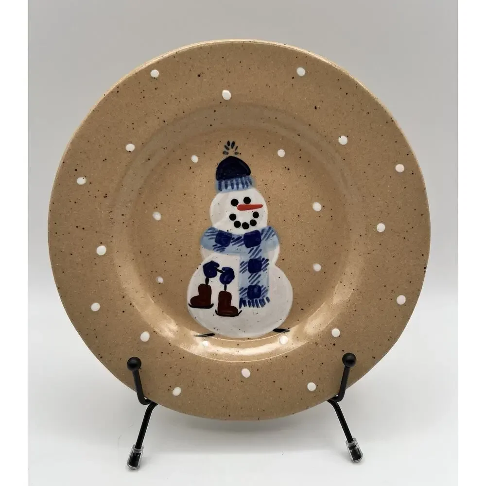 Three Rivers Pottery The Snowman Family Tree Collection Holiday Plate 8” Vintage